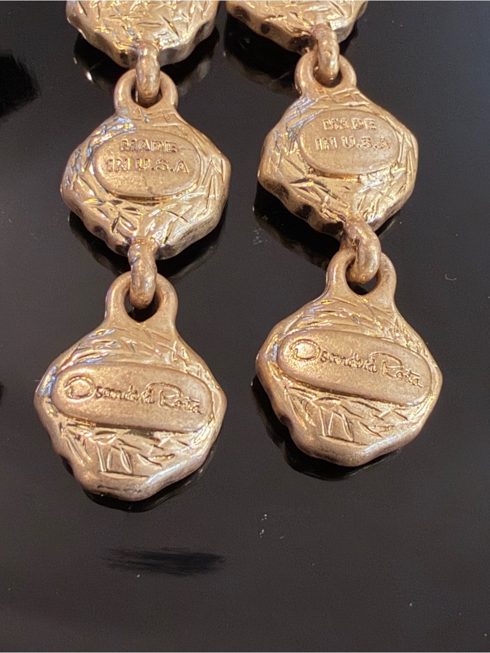 Oscar de la Renta Earrings Gold-Tone TOPAZ COMBO CRYSTAL Dangle Drop ✨POST - Picture 5 of 12